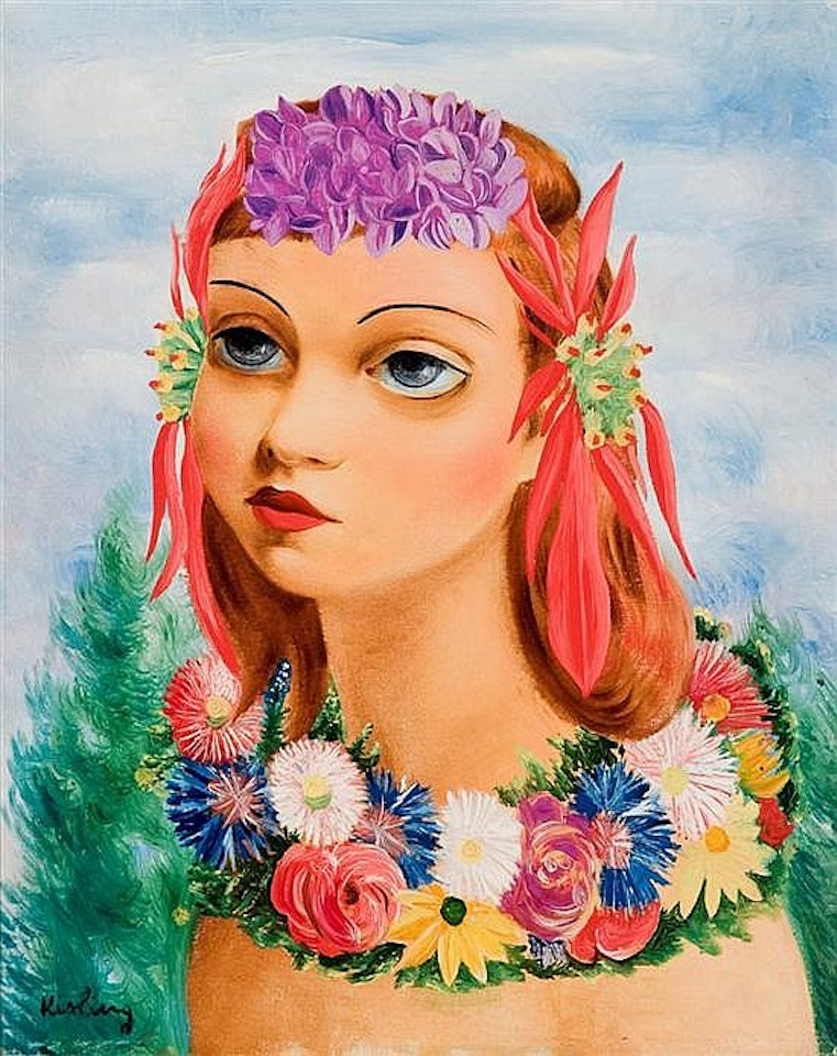 Petite tête fleurie by Moïse Kisling
