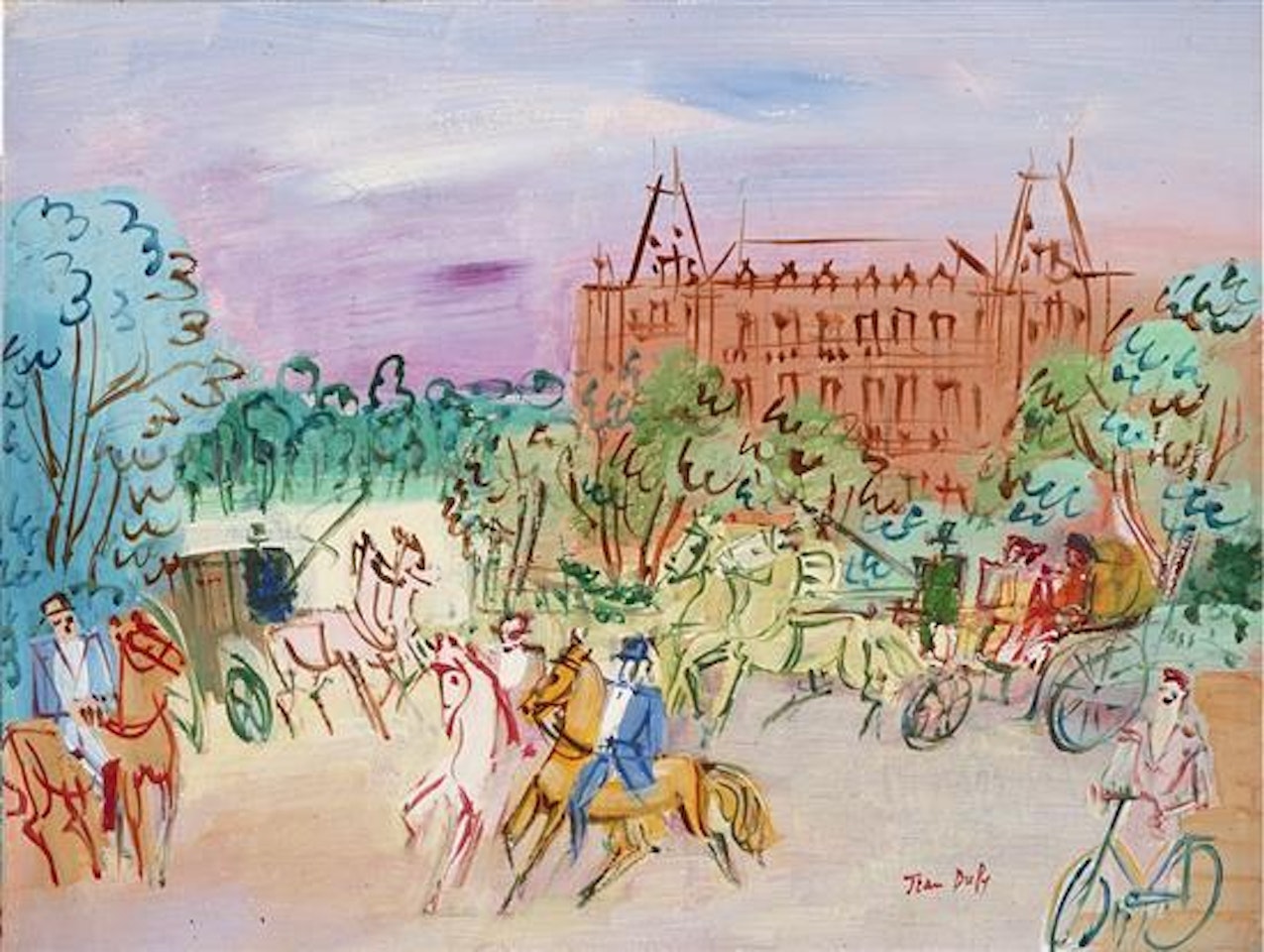 Carriage and horsemen by Jean Dufy