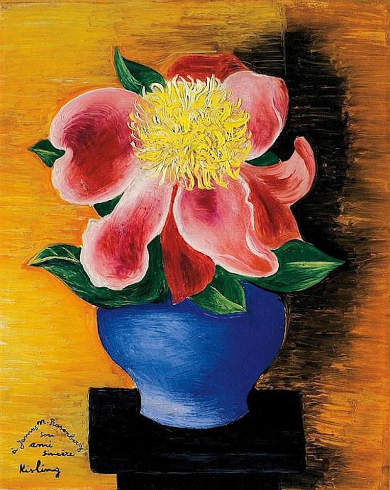 Flower in Blue Vase by Moïse Kisling