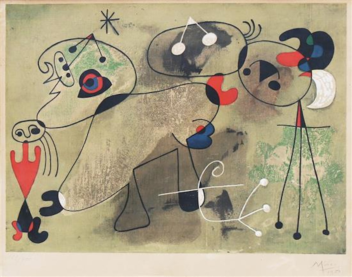 Composition sur fond vert by Joan Miró