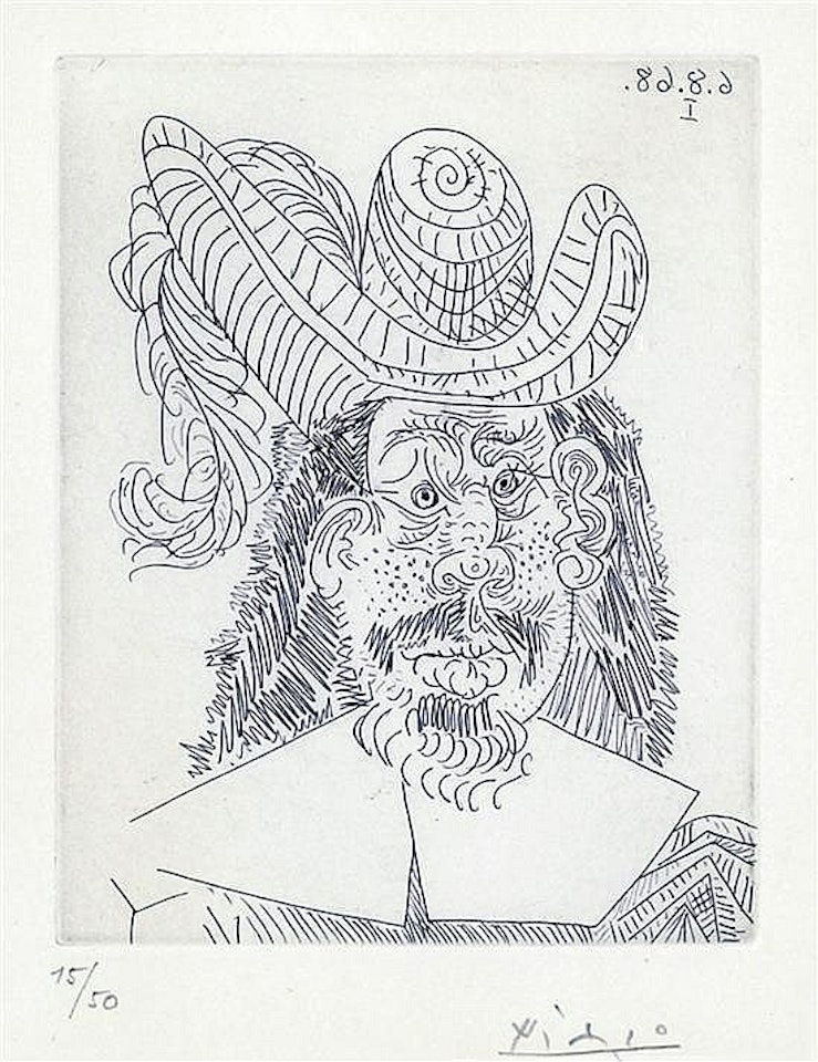 Portrait de Mousquetaire vieillissant, au visage couperosי (from "La Serie" 347) by Pablo Picasso