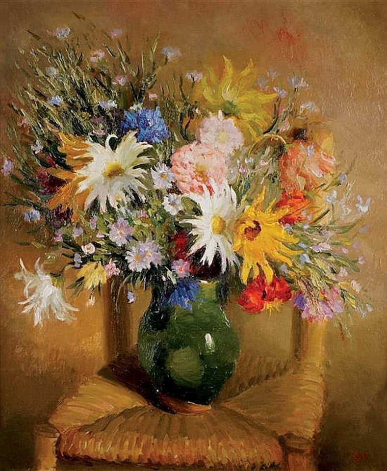 Bouquet au vase vert by Marcel Dyf