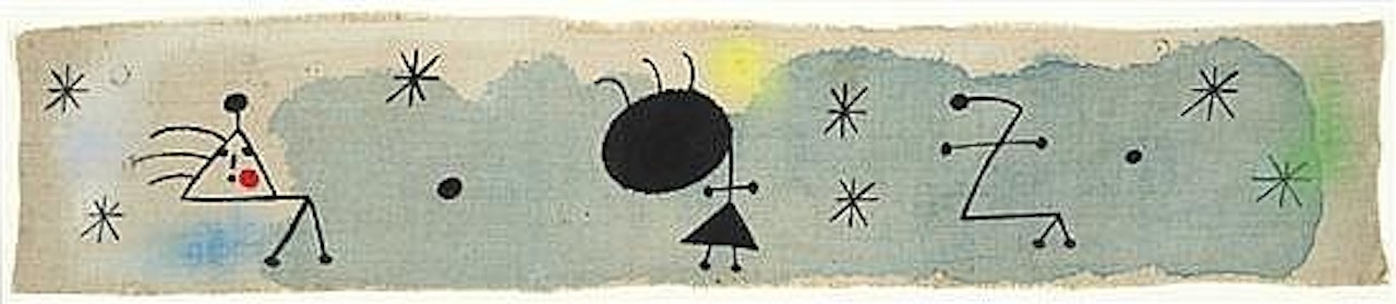 Personnages, oiseau, etoiles by Joan Miró