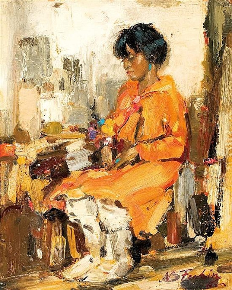 Portrait of young girl by Nicolai Fechin