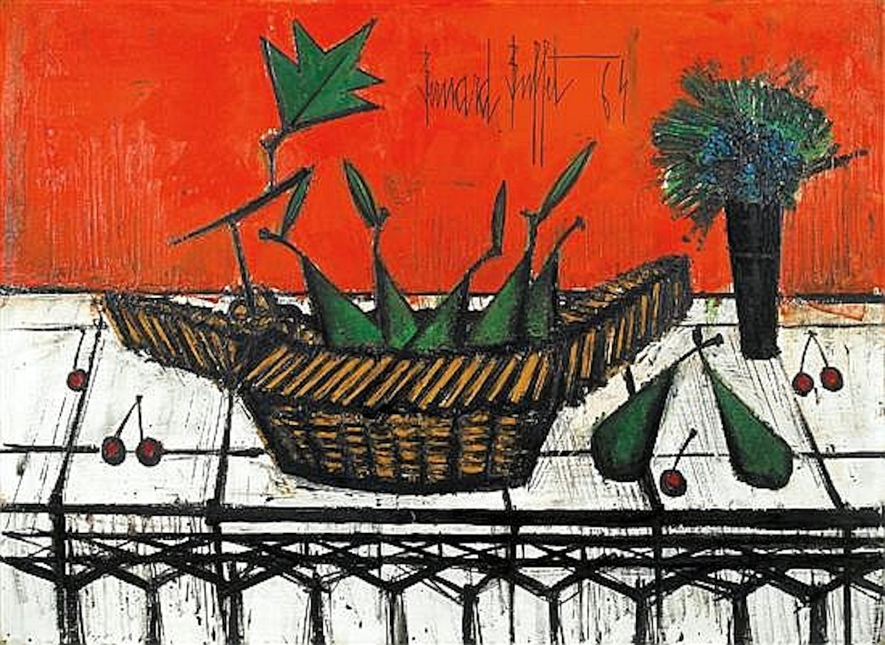 Nature morte au panier de poires et cerises by Bernard Buffet