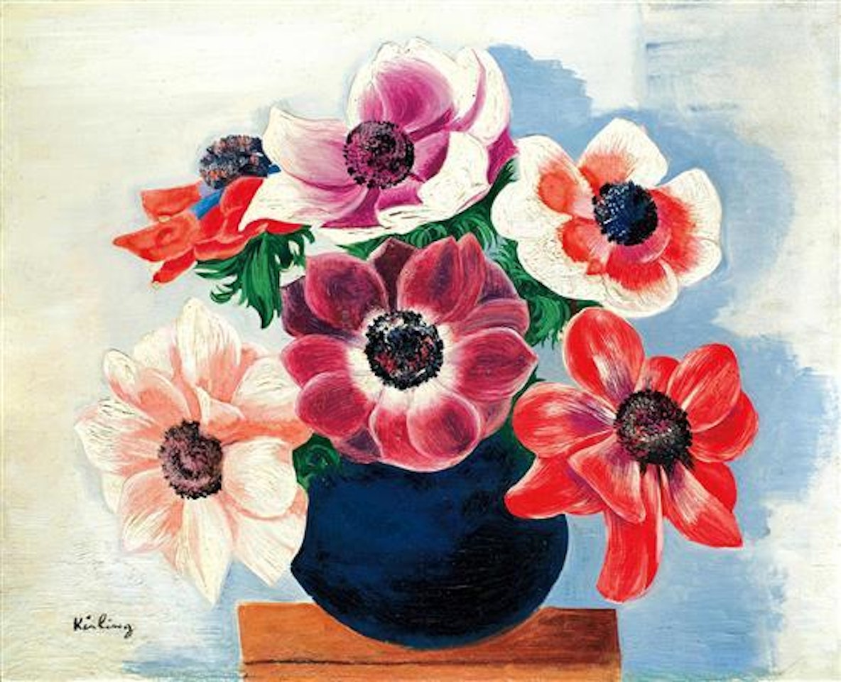 Bouquet d"anémones dans un vase by Moïse Kisling