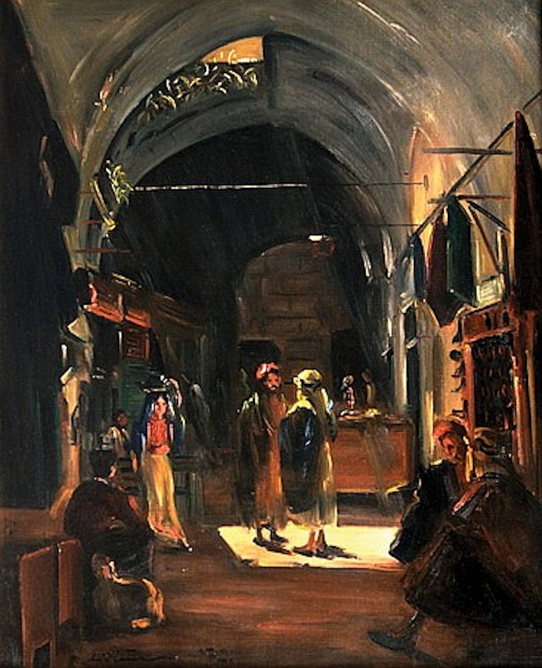 Market scene by Ludwig Blum