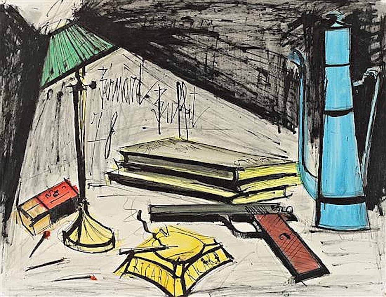 Still life with lamp and gun by Bernard Buffet
