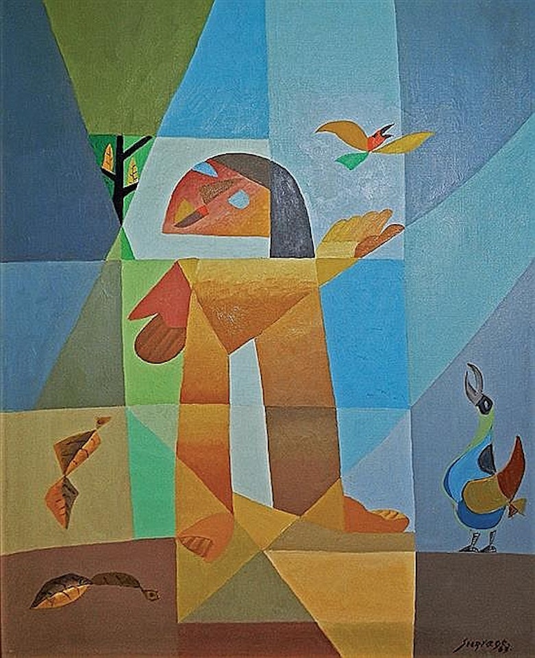 Petit fille aux oiseaux by Leopold Survage