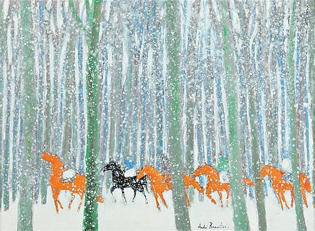 Chevaux dans la neige by André Brasilier