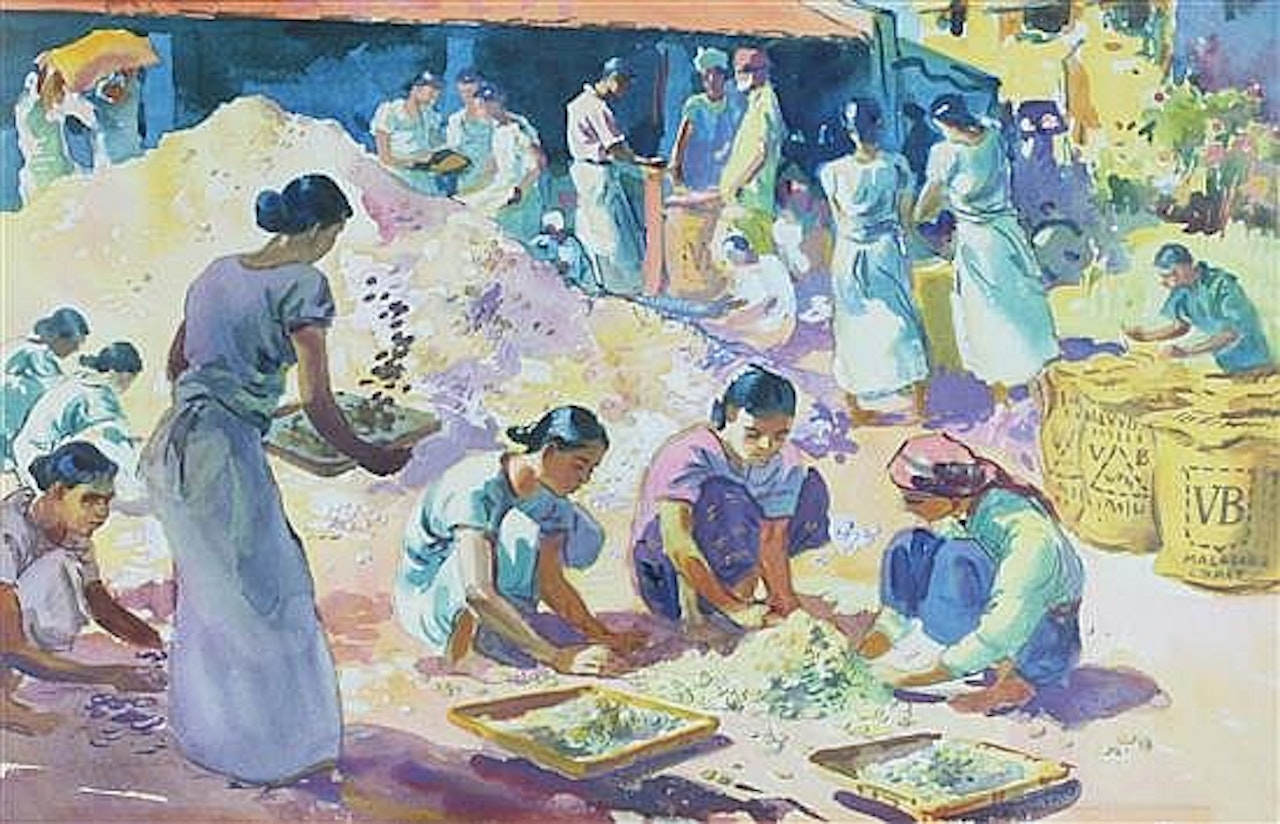Women sorting grain, Malabar Coast by Sayed Haider Raza