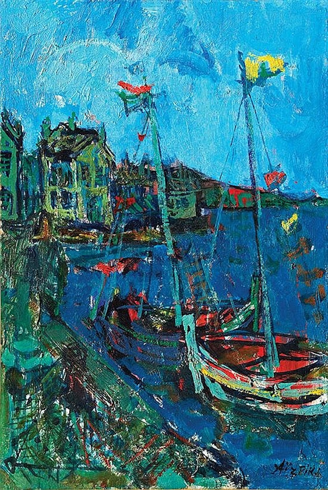 Voiliers pavoisיs au port by Paul Aizpiri
