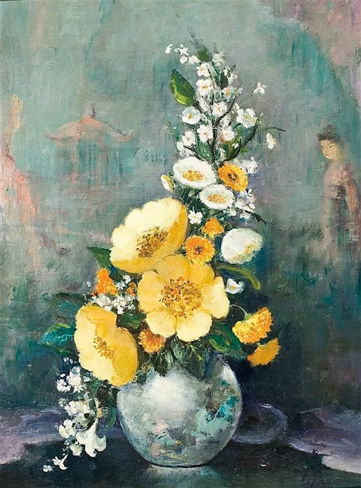 Still life with yellow flowers by Le Pho
