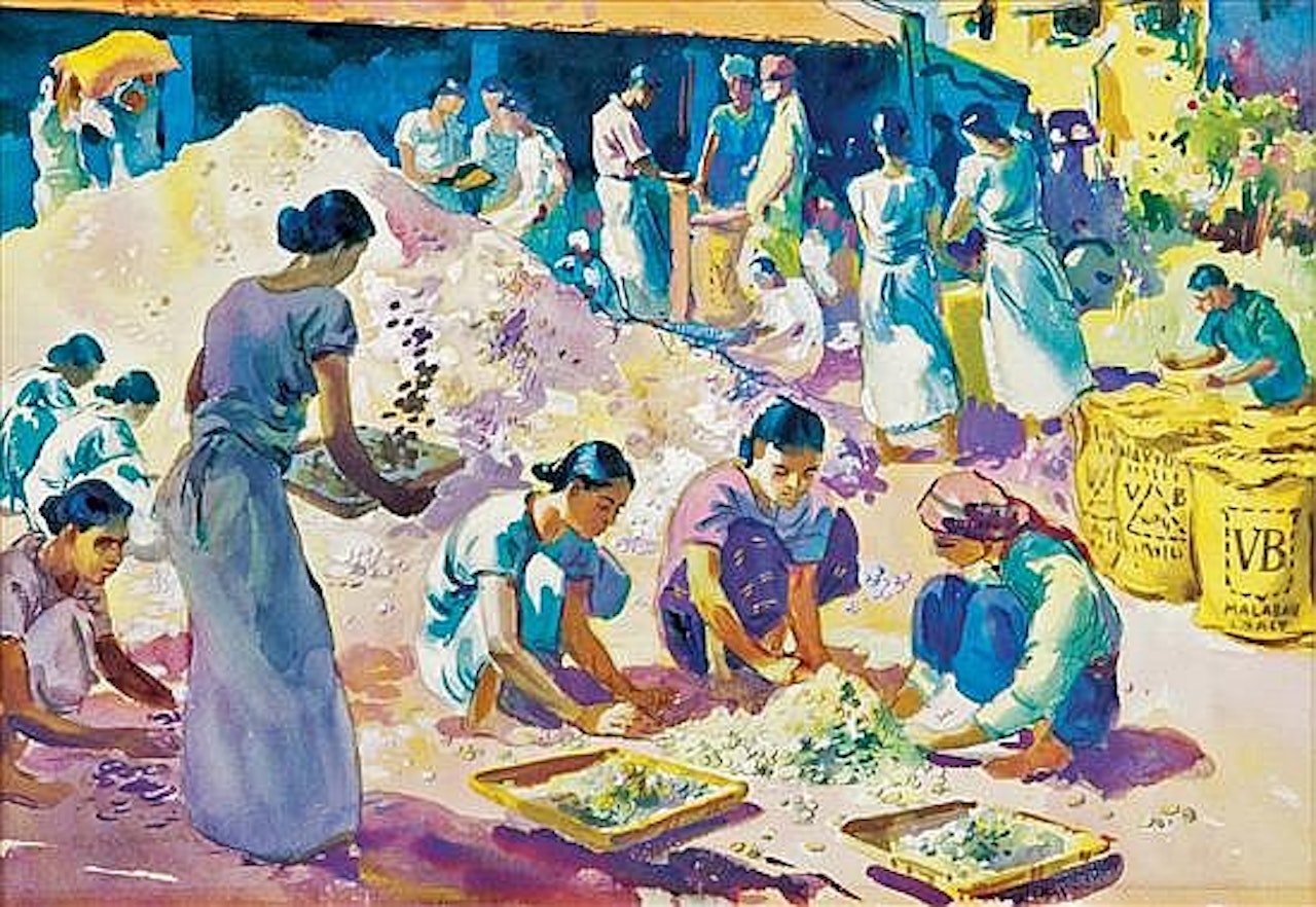 Women sorting grain, Malabar Coast by Sayed Haider Raza