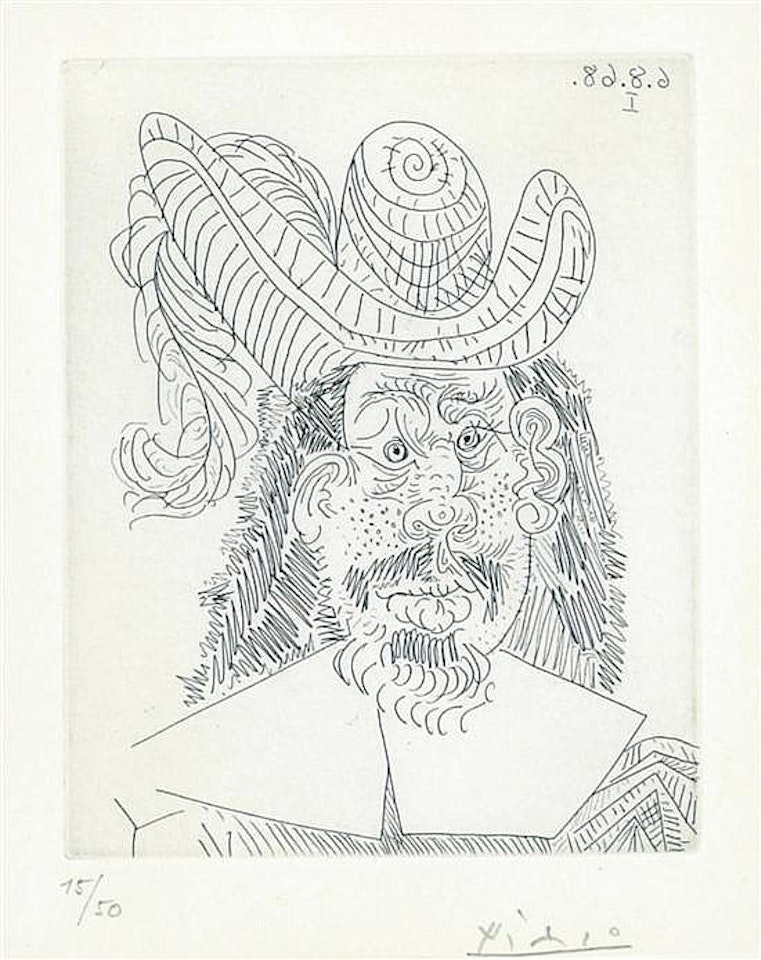 Portrait de Mousquetaire vieillissant, au visage couperosé (from "La Serie" 347) by Pablo Picasso