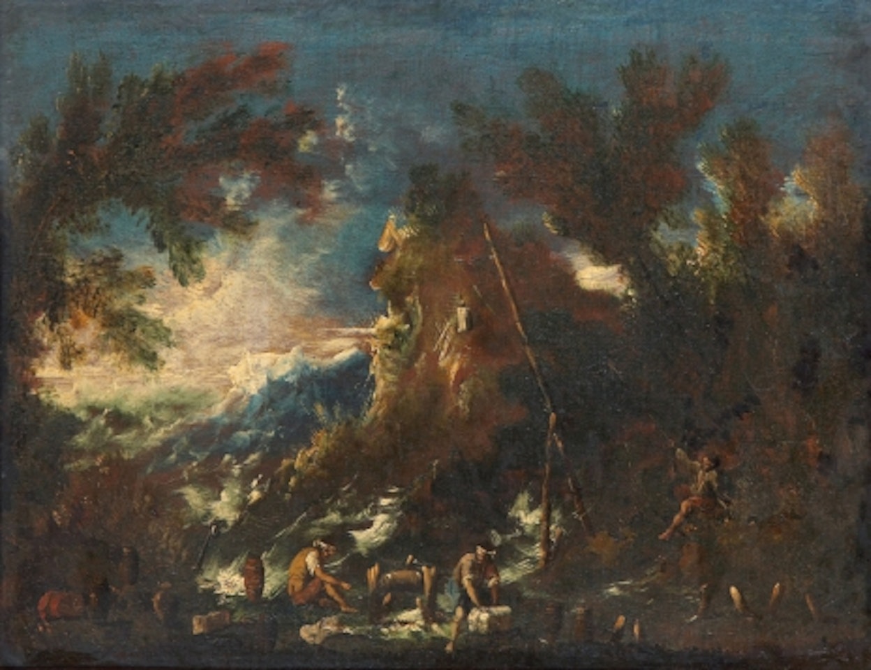 Landscape with wreck looters by Alessandro Magnasco