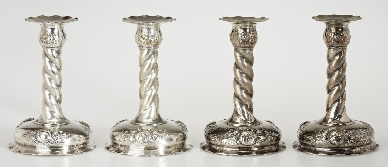 Candlesticks, two pairs by Unknown (Baroque style)