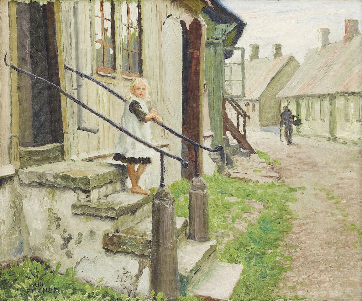 Girl on a staircase by Paul Fischer
