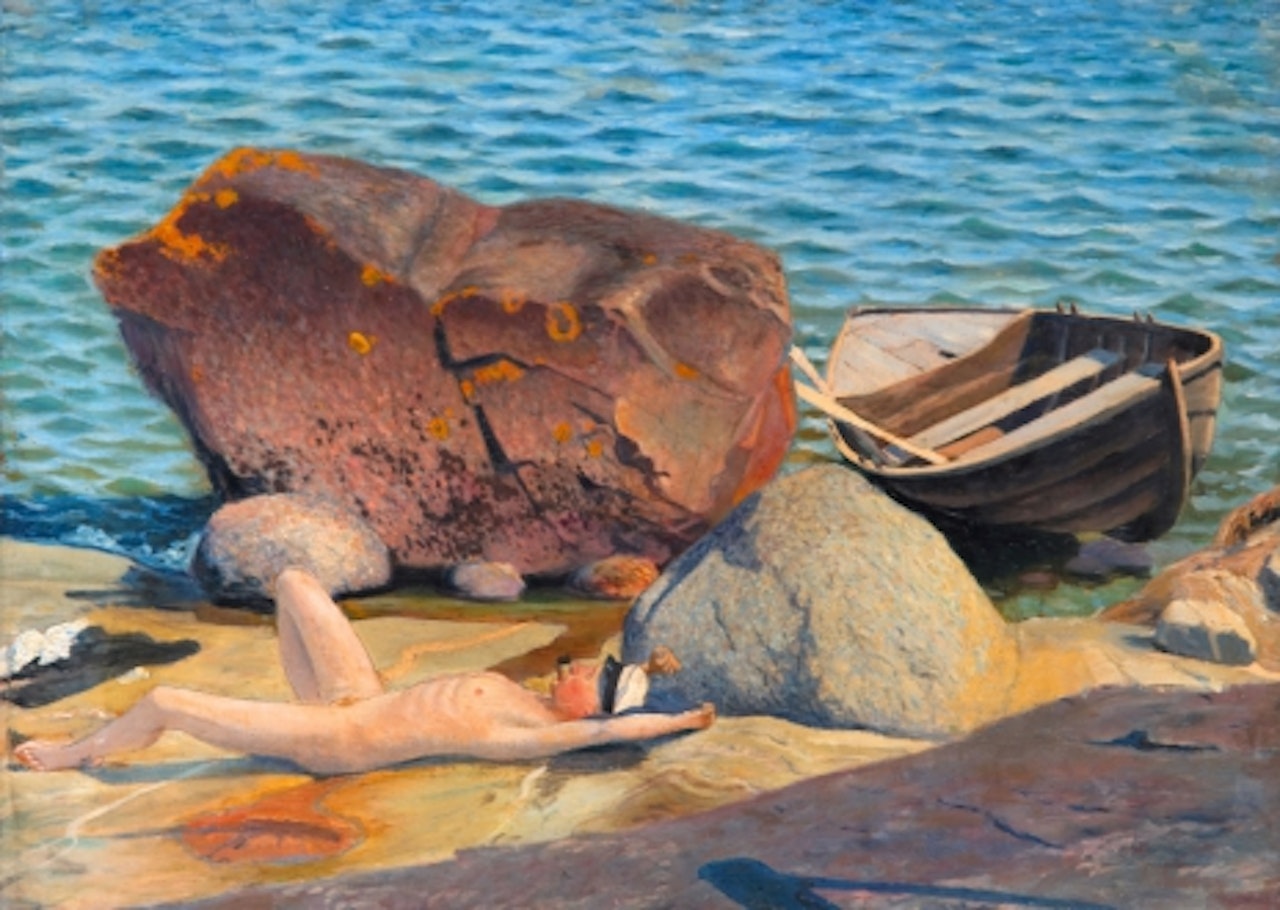 "Bathing student" by Gustaf Fjaestad