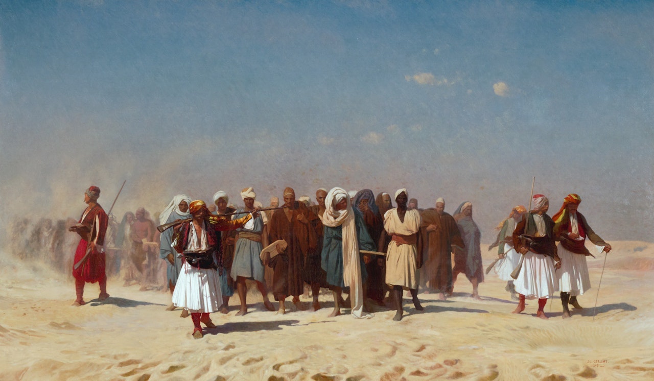 EGYPTIAN RECRUITS CROSSING THE DESERT by Jean Léon Gérome