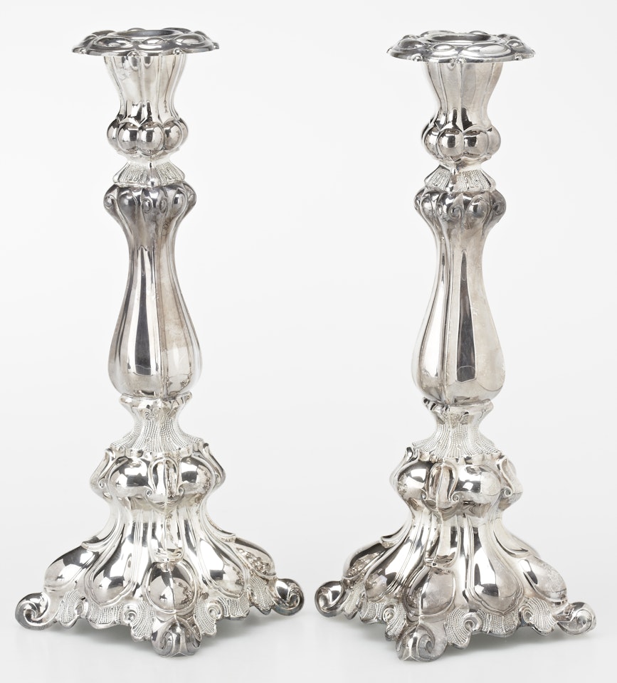 Candlesticks, a pair by Unknown (Baroque style)