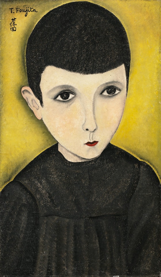 PETIT ÉCOLIER EN BLOUSE NOIRE OU PORTRAIT DE PETIT ÉCOLIER by Leonard Tsuguharu Foujita