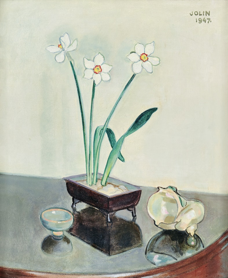 Still life with flowers and seashell by Einar Jolin