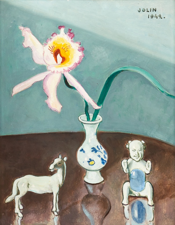 Still life with horse and Chinese figure by Einar Jolin
