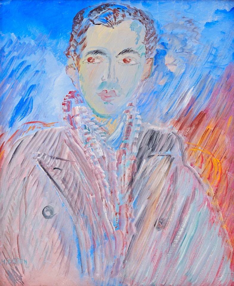 Portrait depicting elegant man in coat by Sigrid Hjertén