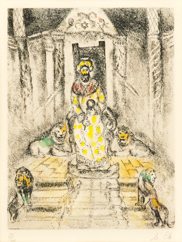 ”Solomon on his Throne” pl. 81 from ”La Bible” by Marc Chagall