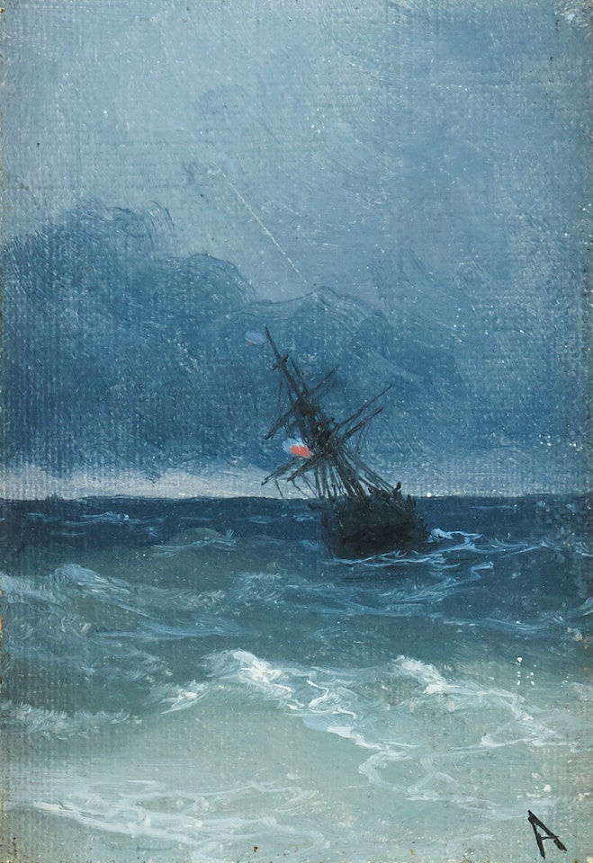 Ship on high seas by Ivan Konstantinovich Aivazovsky