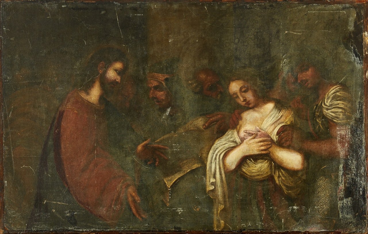 Christ and The Woman taken in adultery by Italian School