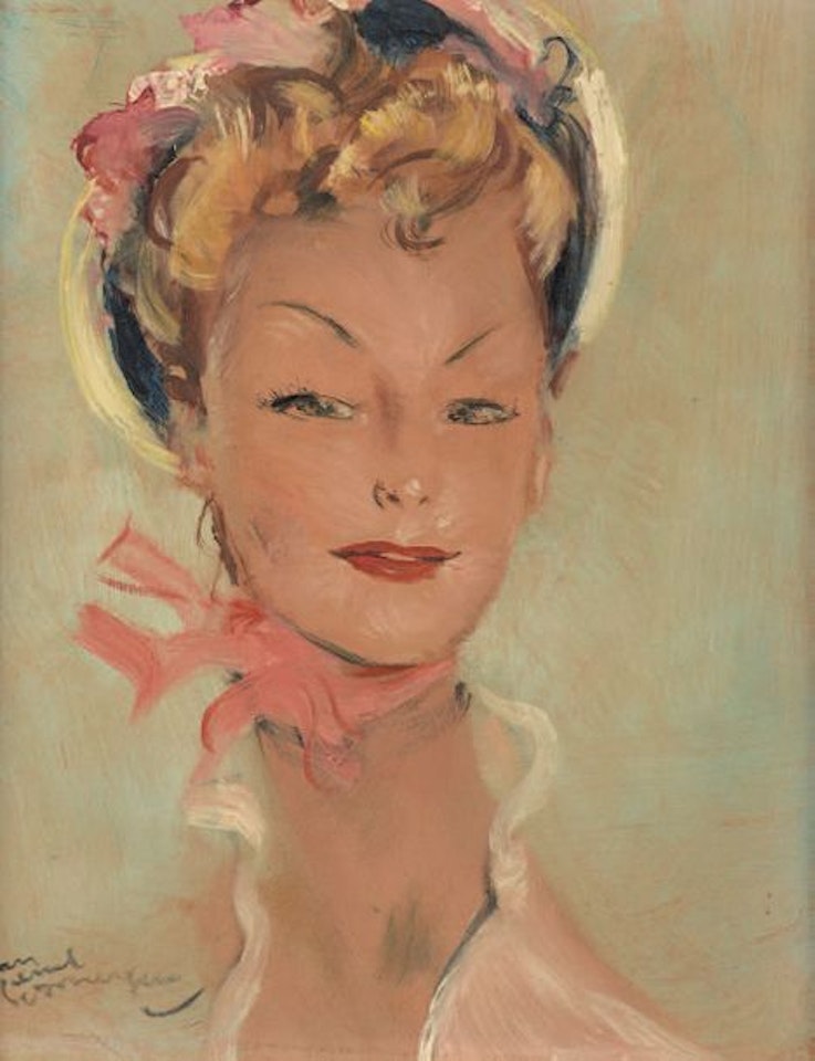 Young woman with a scarf by Jean Gabriel Domergue