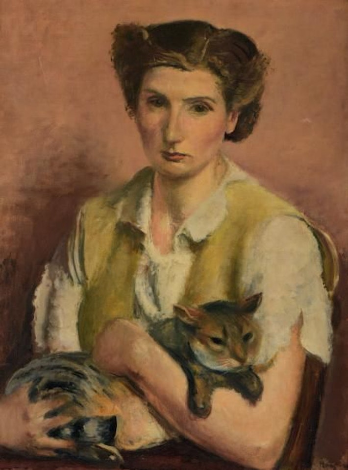 Portrait of Josette with the cat Roum by Henri Hayden