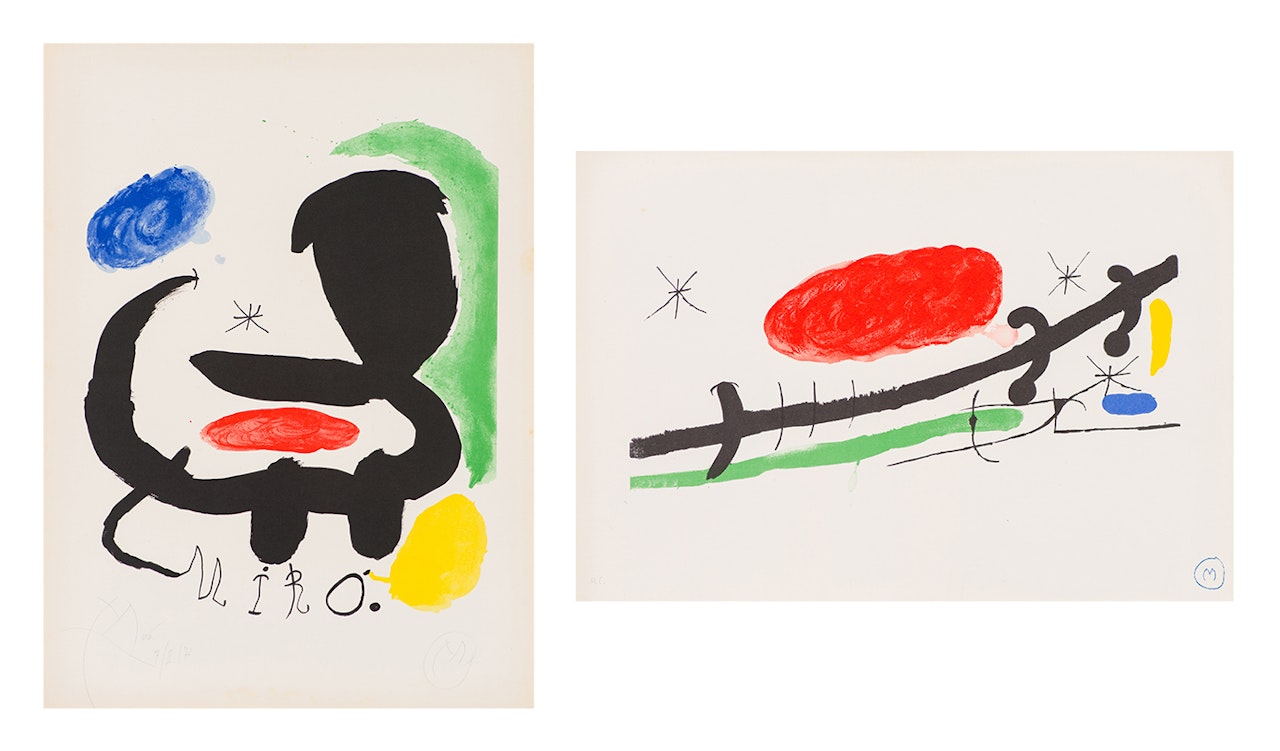 Poster & Cover for Exhibition Catalogue at Sala Pelaires, Palma de Majorca (Maeght 683a & 684); 29.75" x 21.875" by Joan Miró