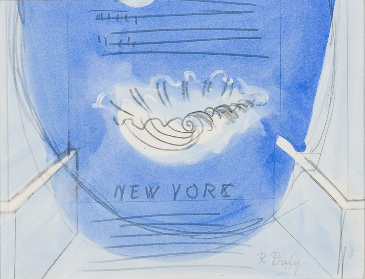 New York (A Study for an Invitation) by Raoul Dufy