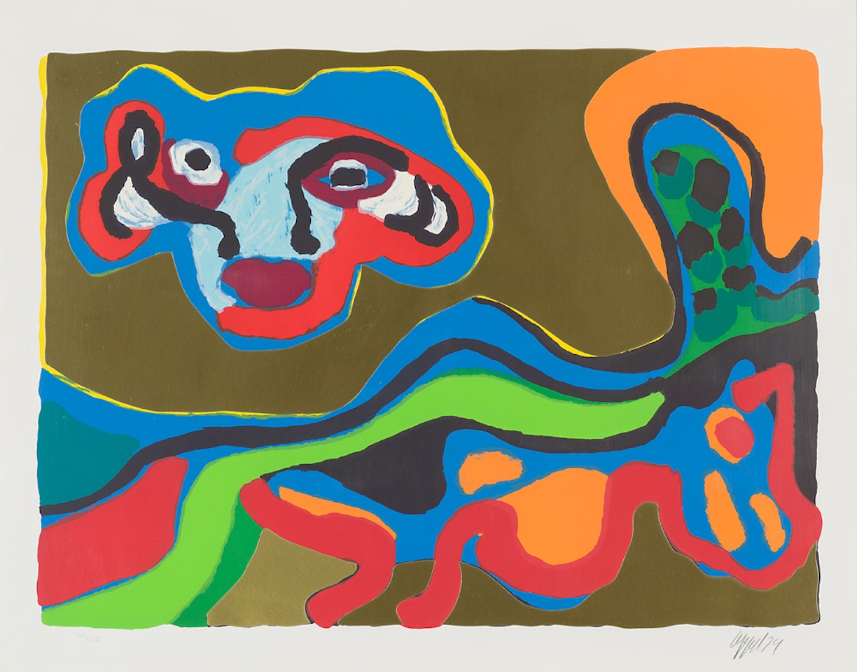 Flying Hat Meets Sleeping Dog by Karel Appel