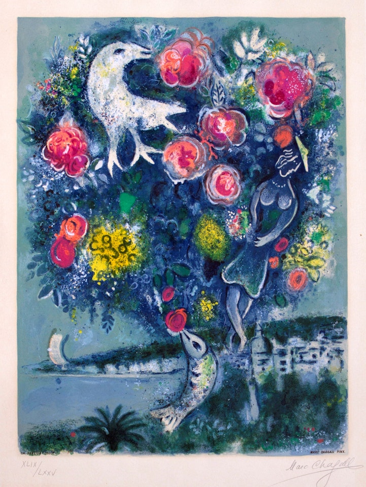 Angel Bay with a Bouquet of Roses by Marc Chagall