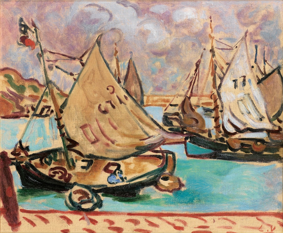 BARQUES À PORT EN BESSIN by Louis Valtat