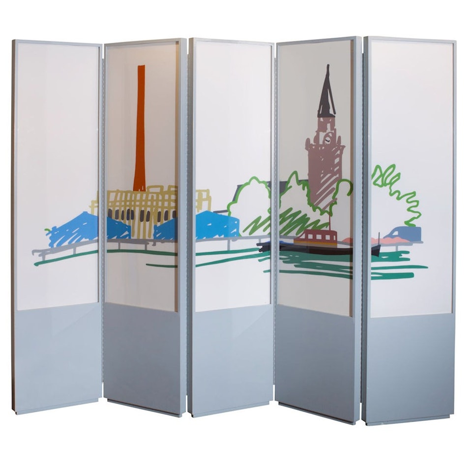 Thames Scene with Power Station 5-Panel Screen by Tom Wesselmann