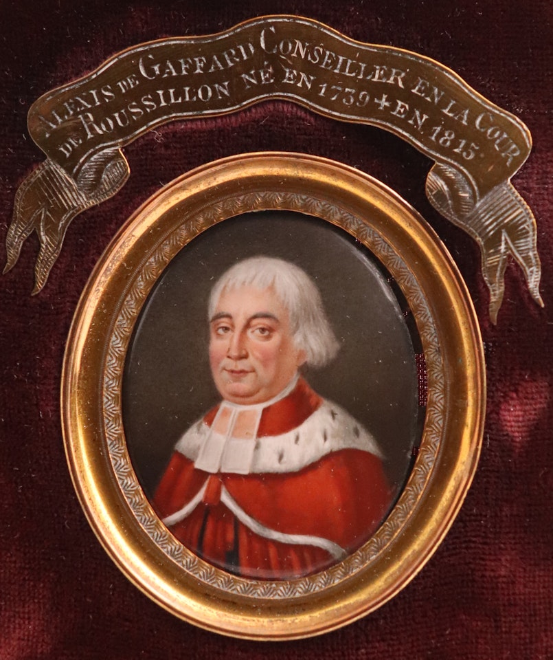 Portrait miniature of Alexis de Gaffard, Conseiller en la Cour de Roussillon (1739-1815) by French School