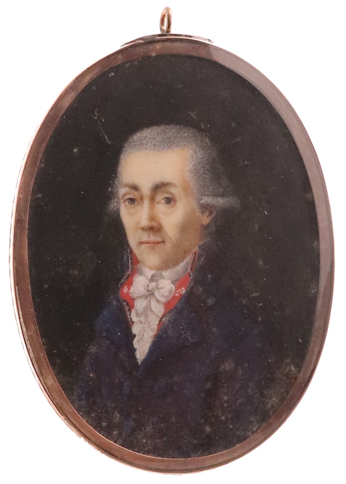 Portrait miniature of a gentleman, head and shoulders wearing blue by English School