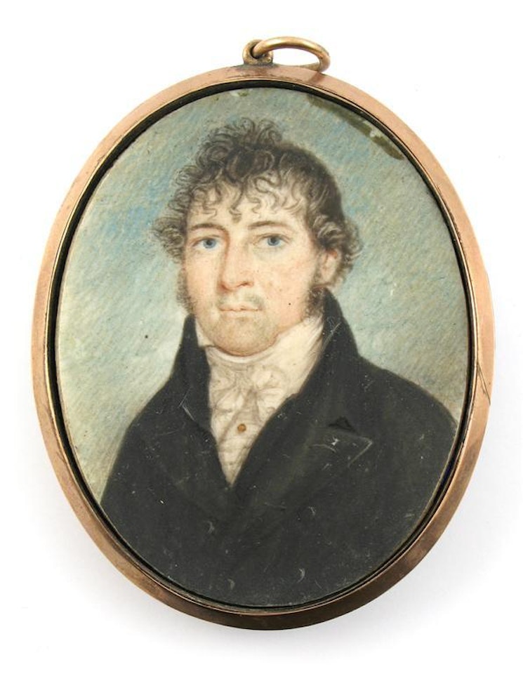 Portrait of a gentleman wearing a blue coat by English School