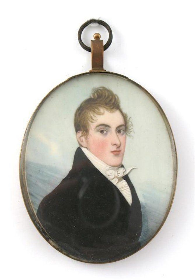 A double sided miniature of a Gentleman and his son by English School