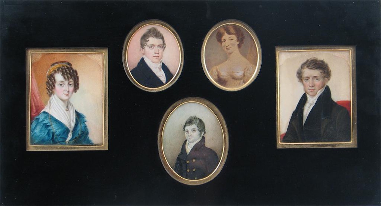 A pair of a lady and a gentleman, possibly from Sir Rowland Hill"s family Both half length, he wearing a dark coat, she a blue dress by English School