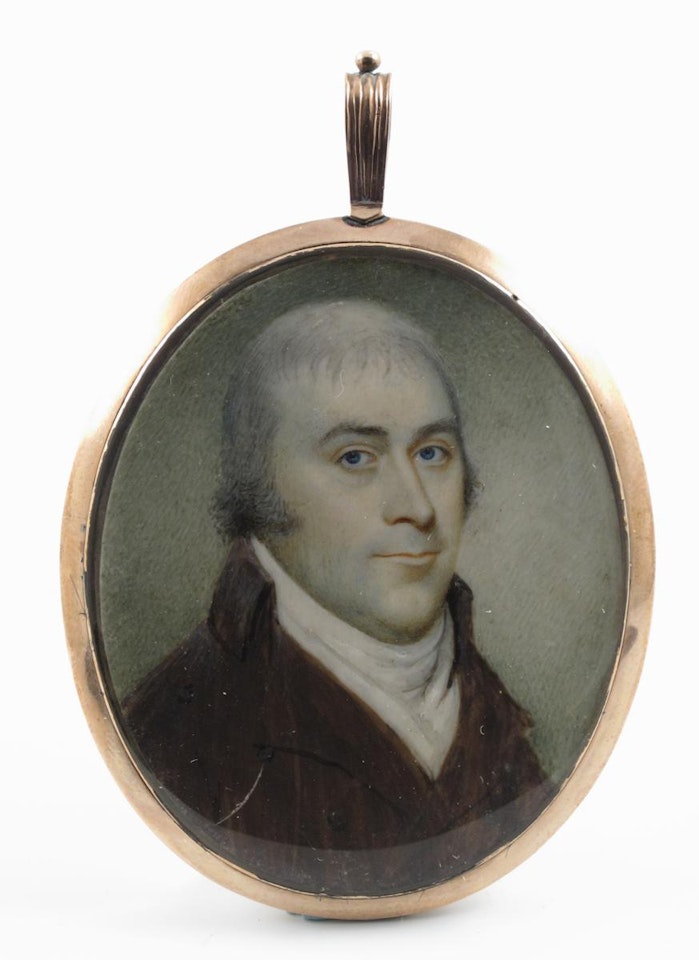 A gentleman, head and shoulders wearing a brown jacket, facing right by English School