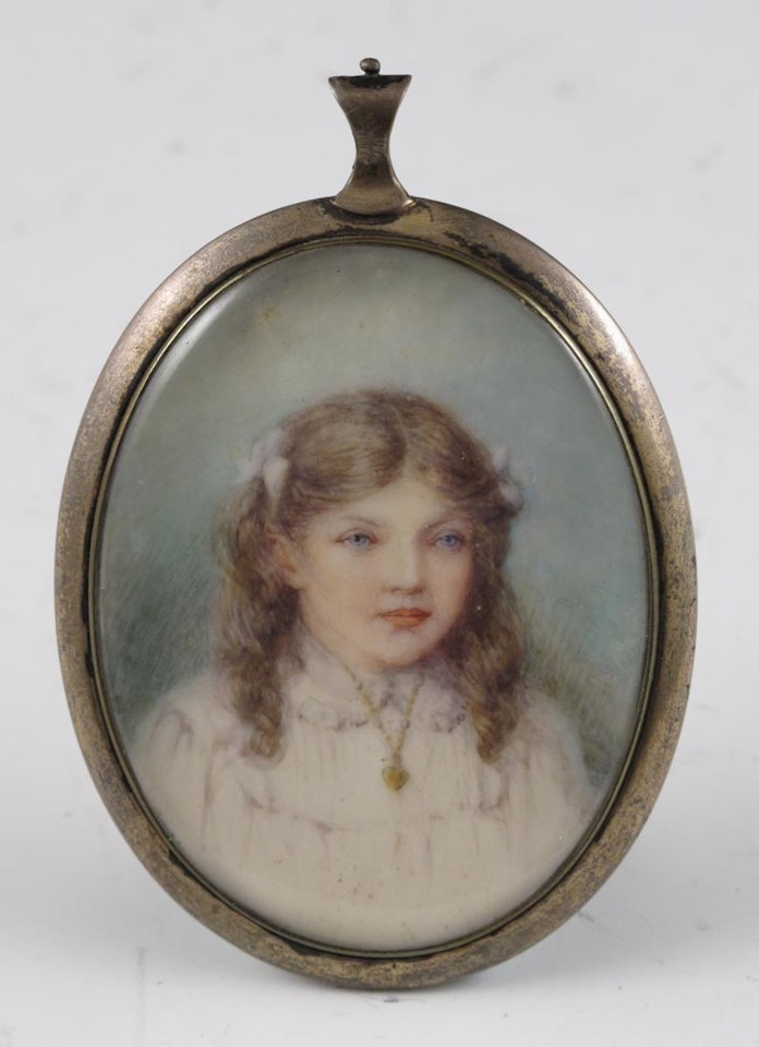 Frances Mary Violet Buckmill as a girl; head and shoulders wearing white by English School