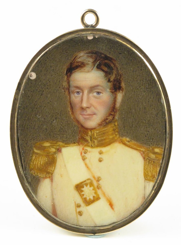 A gentleman, half length, facing left, wearing white uniform by English School
