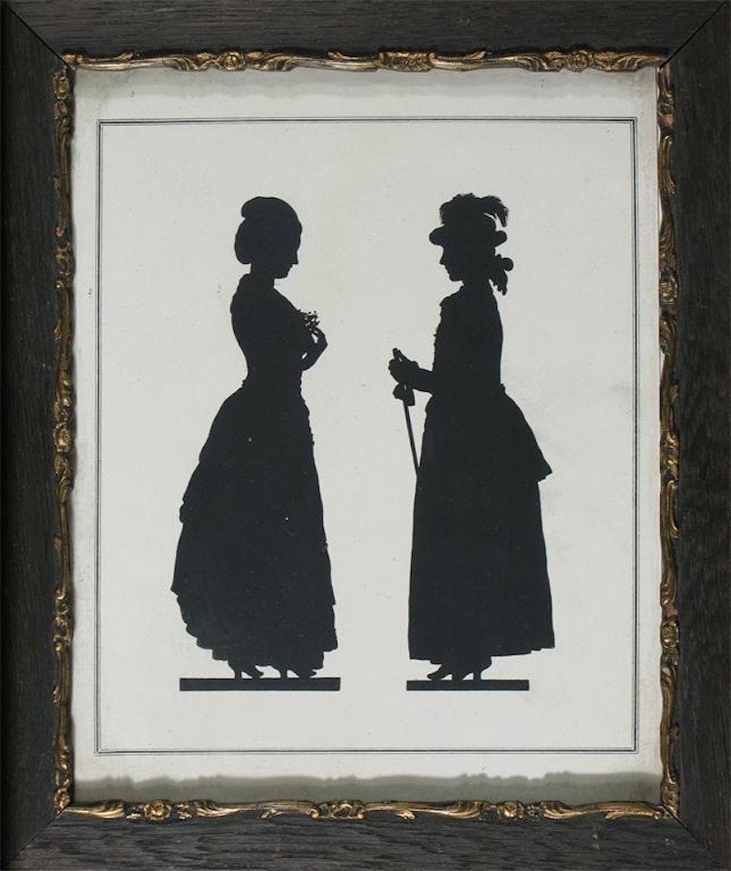 Silhouette of two ladies in 18th Century dress by English School