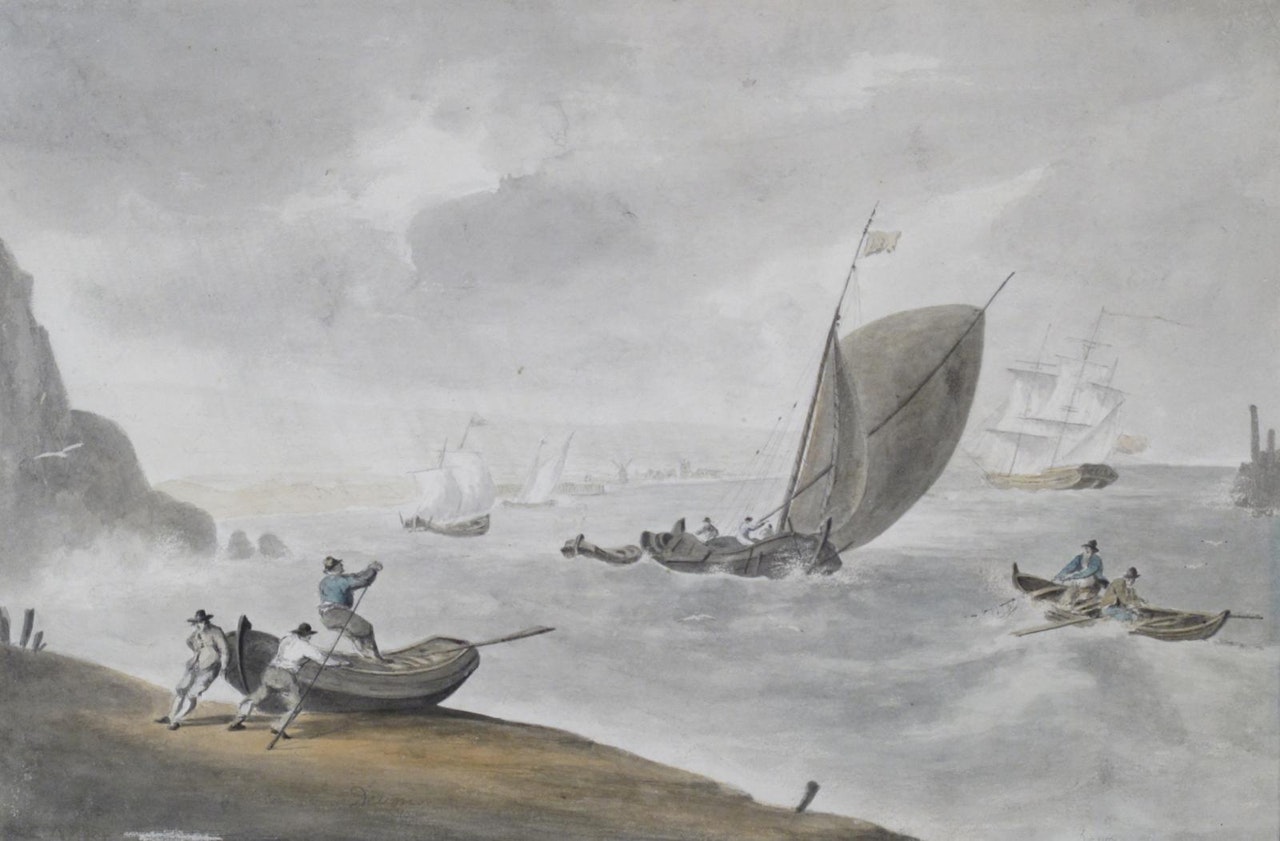 View of the Devon Coast by English School